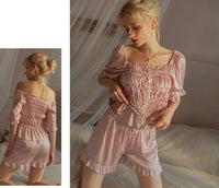 Satin Lace Nightgown, Ruffle Nightie, Lingerie, Pajama, Lace Robe, Bridal Nightie