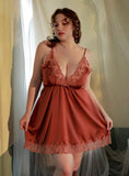 Plus Size Nightie, Satin Lace Lingerie Set, Floral Nightgown, Plus Size Lingerie, Curve