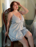 Plus Size Nightie, Satin Lace Lingerie Set, Floral Nightgown, Plus Size Lingerie, Curve