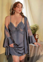 Plus Size Nightie, Satin Lace Lingerie Set, Floral Nightgown, Plus Size Lingerie, Curve Slip