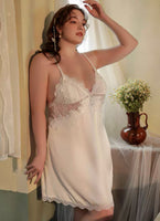 Plus Size Nightie, Satin Lace Lingerie Set, Floral Nightgown, Plus Size Lingerie, Curve Slip