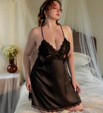 Plus Size Nightie, Satin Lace Lingerie Set, Floral Nightgown, Plus Size Lingerie, Curve Slip