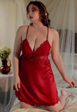 Plus Size Nightie, Satin Lace Lingerie Set, Floral Nightgown, Plus Size Lingerie, Curve Slip