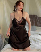 Plus Size Nightie, Satin Lace Lingerie Set, Floral Nightgown, Plus Size Lingerie, Curve Slip