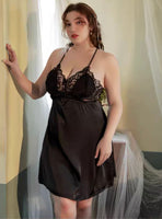 Plus Size Nightie, Satin Lace Lingerie Set, Floral Nightgown, Plus Size Lingerie, Curve Slip