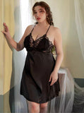 Plus Size Nightie, Satin Lace Lingerie Set, Floral Nightgown, Plus Size Lingerie, Curve Slip