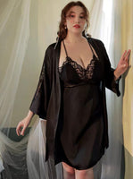 Plus Size Nightie, Satin Lace Lingerie Set, Floral Nightgown, Plus Size Lingerie, Curve Slip