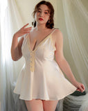 Plus Size Nightie, Satin Lace Lingerie Set, Floral Nightgown, Plus Size Lingerie, Curve Slip