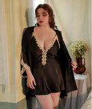 Plus Size Nightie, Satin Lace Lingerie Set, Floral Nightgown, Plus Size Lingerie, Curve Slip