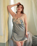 Plus Size Nightie, Satin Lace Lingerie Set, Floral Nightgown, Plus Size Lingerie, Curve Slip