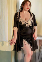 Plus Size Nightie, Satin Lace Lingerie Set, Floral Nightgown, Plus Size Lingerie, Curve Slip
