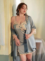 Plus Size Nightie, Satin Lace Lingerie Set, Floral Nightgown, Plus Size Lingerie, Curve Slip