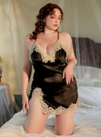 Plus Size Nightie, Satin Lace Lingerie Set, Floral Nightgown, Plus Size Lingerie, Curve Slip