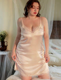 Plus Size Nightie, Satin Lace Lingerie Set, Floral Nightgown, Plus Size Lingerie, Curve Slip