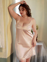 Plus Size Nightie, Satin Lace Lingerie Set, Floral Nightgown, Plus Size Lingerie, Curve Slip