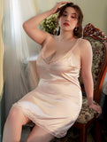 Plus Size Nightie, Satin Lace Lingerie Set, Floral Nightgown, Plus Size Lingerie, Curve Slip