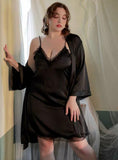 Plus Size Nightie, Satin Lace Lingerie Set, Floral Nightgown, Plus Size Lingerie, Curve Slip