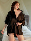 Plus Size Boyfriend Style Shirt, Satin Lingerie Set, Silky Nightgown, Plus Size Lingerie, Curve Slip