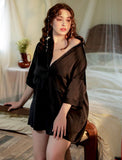 Plus Size Boyfriend Style Shirt, Satin Lingerie Set, Silky Nightgown, Plus Size Lingerie, Curve Slip