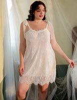 Plus Size Nightie, Lace Embroidery Lingerie Set, Floral Nightgown, Plus Size Lingerie, Curve Slip