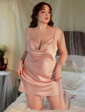 Plus Size Nightie, Satin Lace Lingerie Set, Silky Nightgown, Plus Size Lingerie, Curve Slip