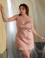 Plus Size Nightie, Satin Lace Lingerie Set, Silky Nightgown, Plus Size Lingerie, Curve Slip