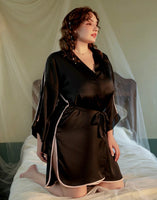 Plus Size Boyfriend Style Shirt, Satin Lingerie Set, Silky Nightgown, Robe, Plus Size Lingerie, Curve Slip