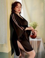 Plus Size Boyfriend Style Shirt, Satin Lingerie Set, Silky Nightgown, Robe, Plus Size Lingerie, Curve Slip