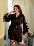 Plus Size Boyfriend Style Shirt, Satin Lingerie Set, Silky Nightgown, Robe, Plus Size Lingerie, Curve Slip