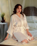 Plus Size Boyfriend Style Shirt, Satin Lingerie Set, Silky Nightgown, Robe, Plus Size Lingerie, Curve Slip