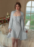 Satin Lace Nightgown, Silky Embroidery Lingerie, Pajama, Lace Robe, Bridal Nightie