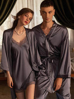 Couple Pajamas, Satin Pajama Set, Men Robe, Lingerie Set