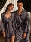 Couple Pajamas, Satin Pajama Set, Men Robe, Lingerie Set