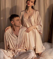 Couple Pajamas, Satin Pajama Set, Men Robe, Lingerie Set