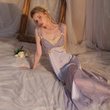 Dreaming Satin Lace Nightgown, Silky Nightie, Lingerie, Pajama, Loungewear
