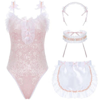 4 in 1 Pink Bunny Maid Lingerie Set