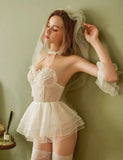 5 in 1 Erotic Bridal Costume, Sexy Design Lingerie Set