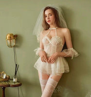 5 in 1 Erotic Bridal Costume, Sexy Design Lingerie Set