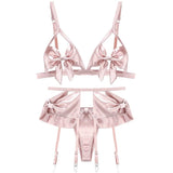 Bowknot Cup Design Satin Lingerie Set