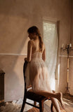 Bridal Sheer Lingerie Set, White Lace Floral Fairy Nightgown