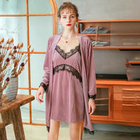 Delightful Corduroy Lace Nightgown/ Matching Robe