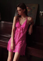Elegant Lace Floral Embroidered Nightgown, Plus Sizes Available