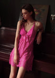 Elegant Lace Floral Embroidered Nightgown, Plus Sizes Available