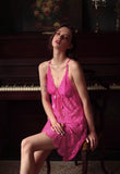 Elegant Lace Floral Embroidered Nightgown, Plus Sizes Available