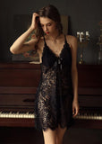 Elegant Lace Floral Embroidered Nightgown, Plus Sizes Available