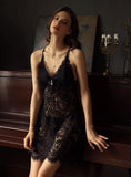 Elegant Lace Floral Embroidered Nightgown, Plus Sizes Available