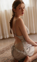 Elegant Satin Lace Nightgown, Exquisite Lingerie Dress