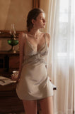 Elegant Satin Lace Nightgown, Exquisite Lingerie Dress