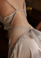 Elegant Satin Lace Nightgown, Exquisite Lingerie Dress