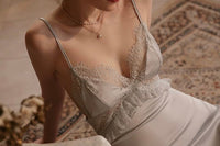 Elegant Satin Lace Nightgown, Exquisite Lingerie Dress
